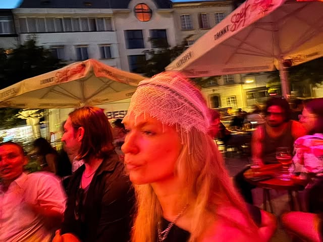 Artistic portrait in pink light
